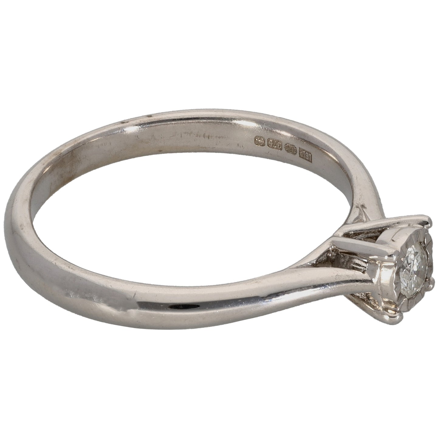 9ct White Gold 0.10ct Diamond Solitaire Ring Size M