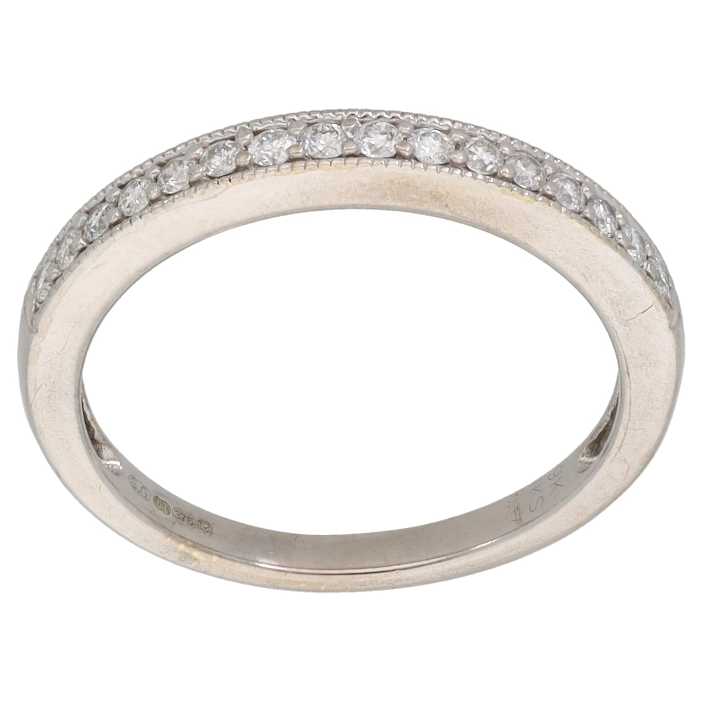 9ct White Gold 0.17ct Diamond Half Eternity Ring Size K