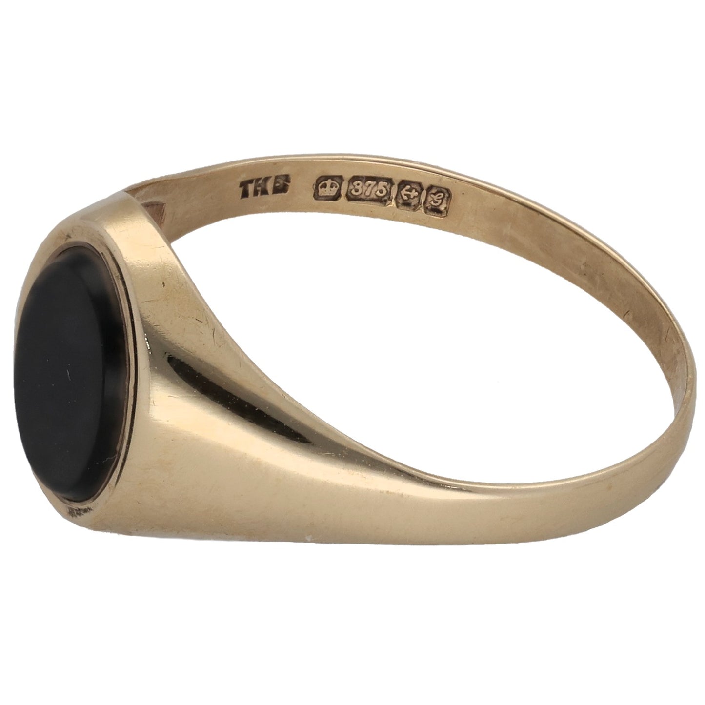 9ct Gold Onyx Plain Signet Ring Size P