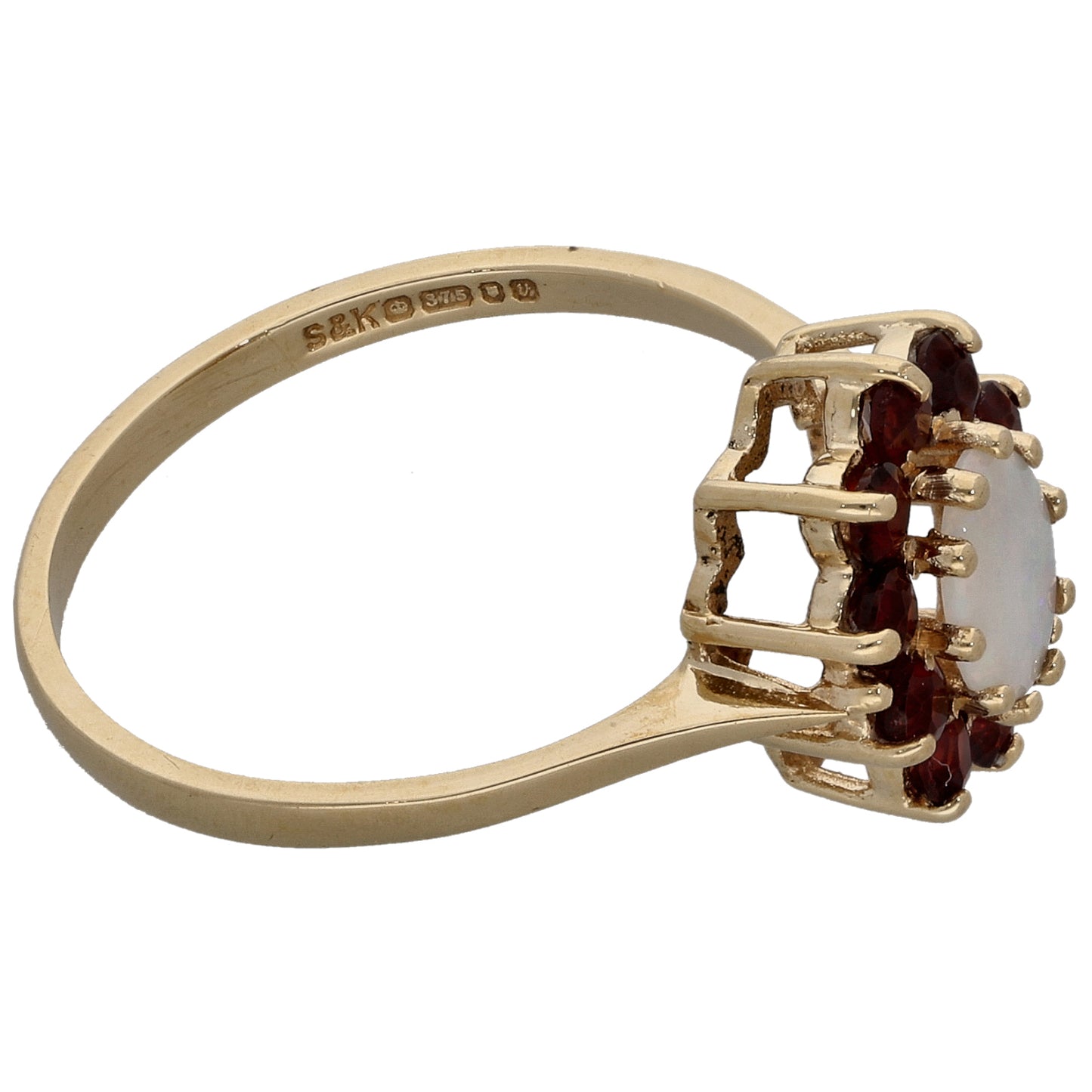 9ct Gold Opal & Garnet Dress/Cocktail Ring Size P