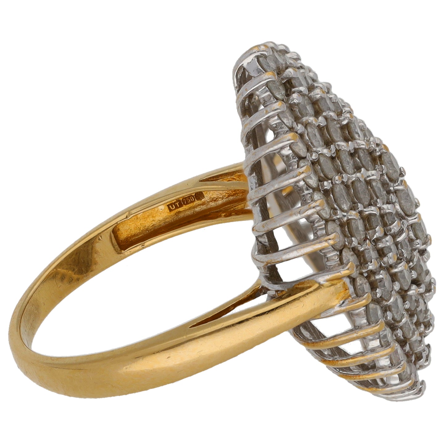 18ct Bicolour Gold 2.50ct Diamond Cluster Ring Size Q