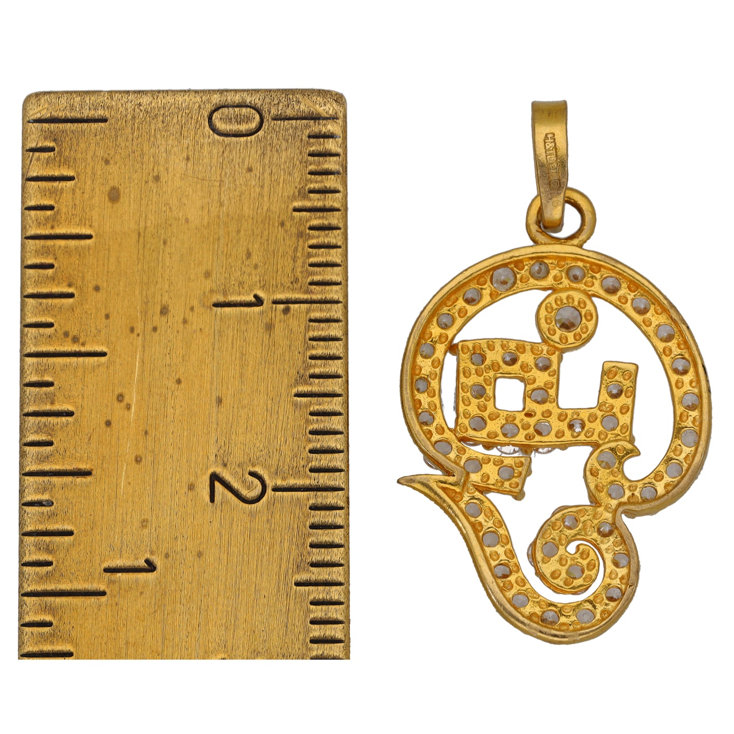 22ct Gold Cubic Zirconia Ohm Pendant
