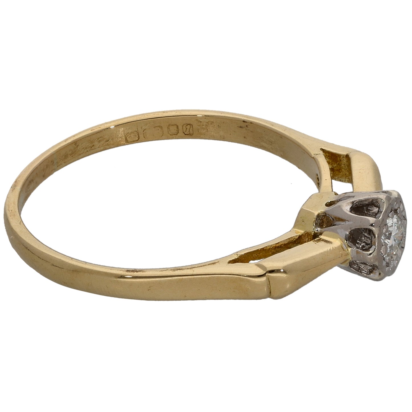 18ct Bicolour Gold 0.07ct Diamond Solitaire Ring Size L