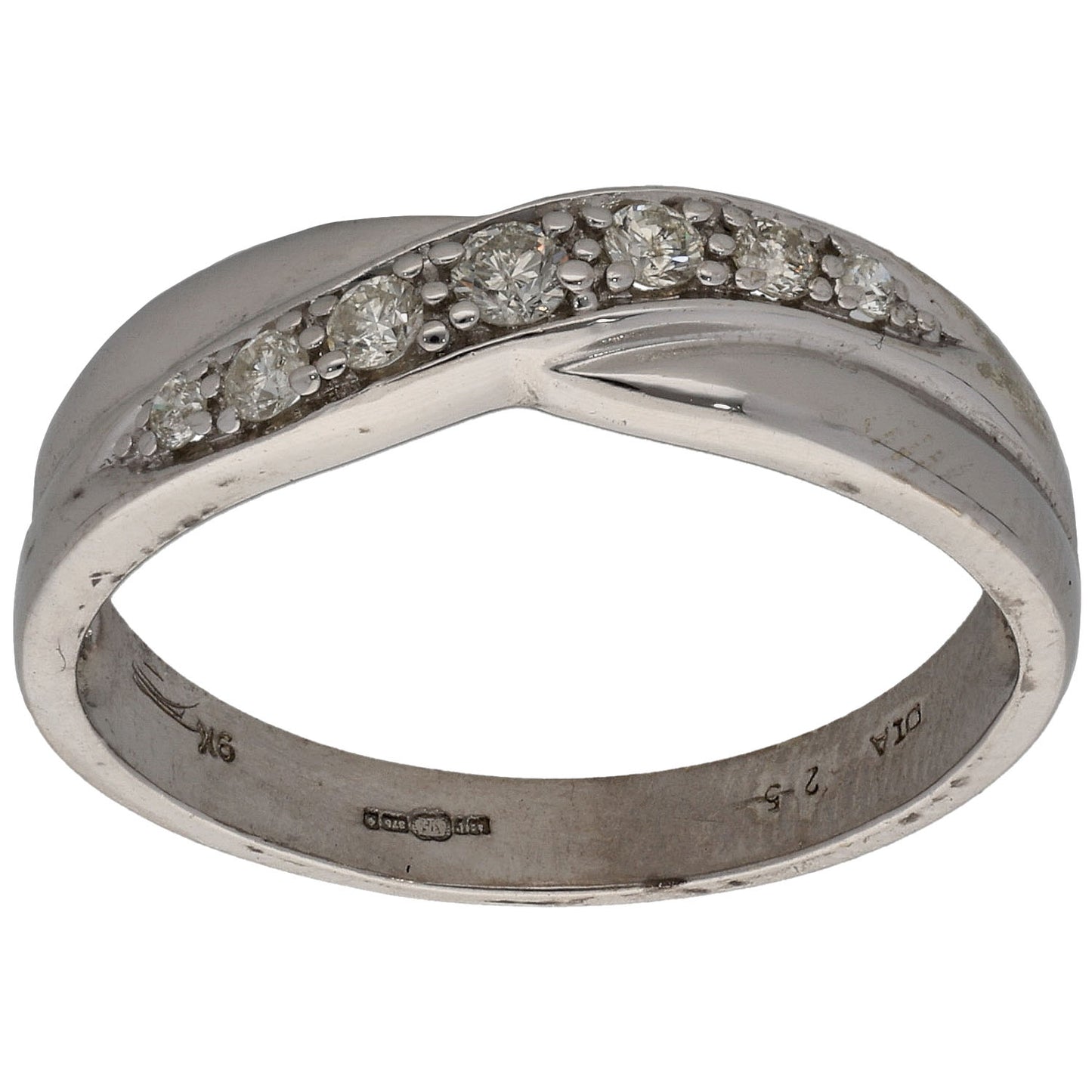 9ct White Gold 0.25ct Diamond Half Eternity Ring Size R