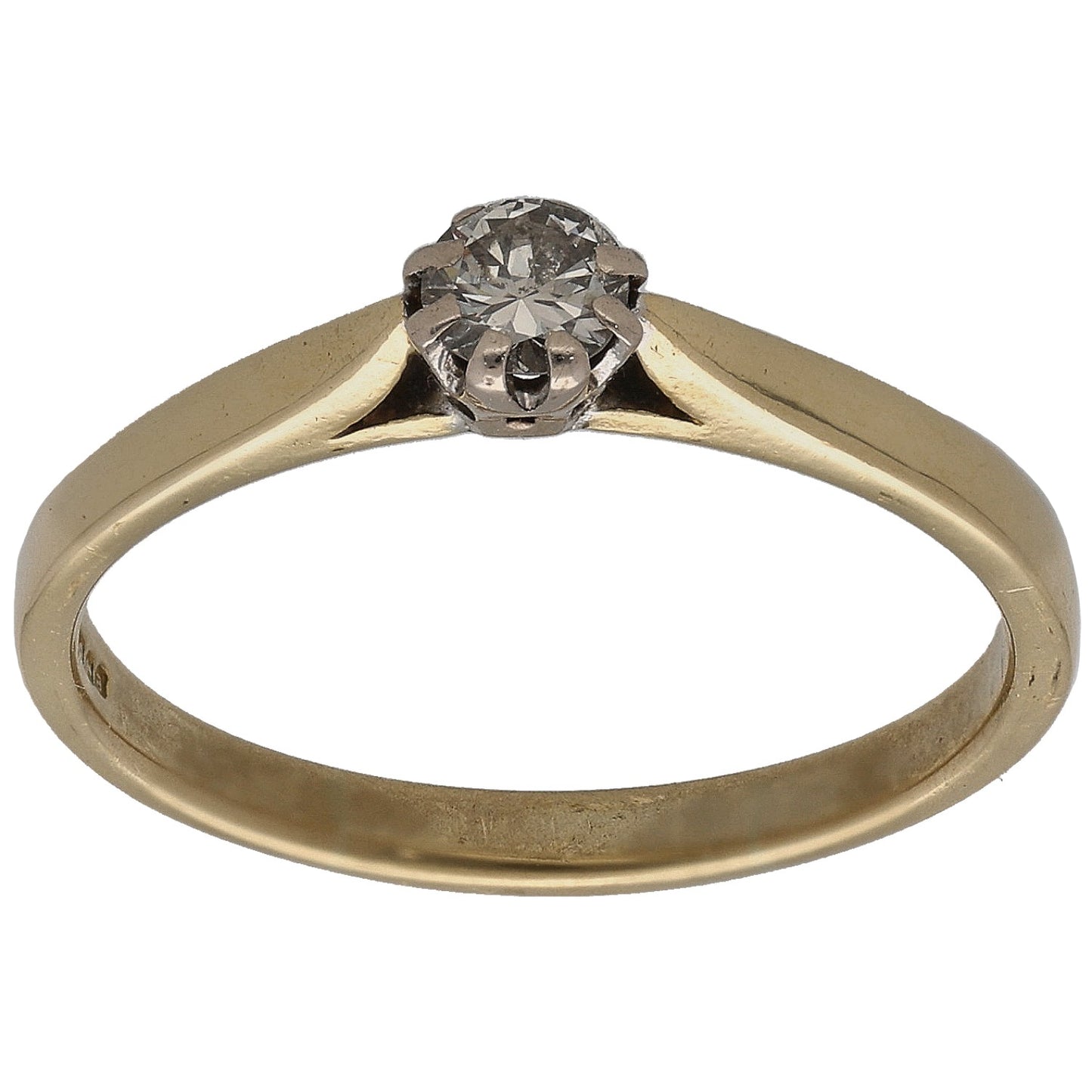 18ct Gold 0.14ct Diamond Solitaire Ring Size P
