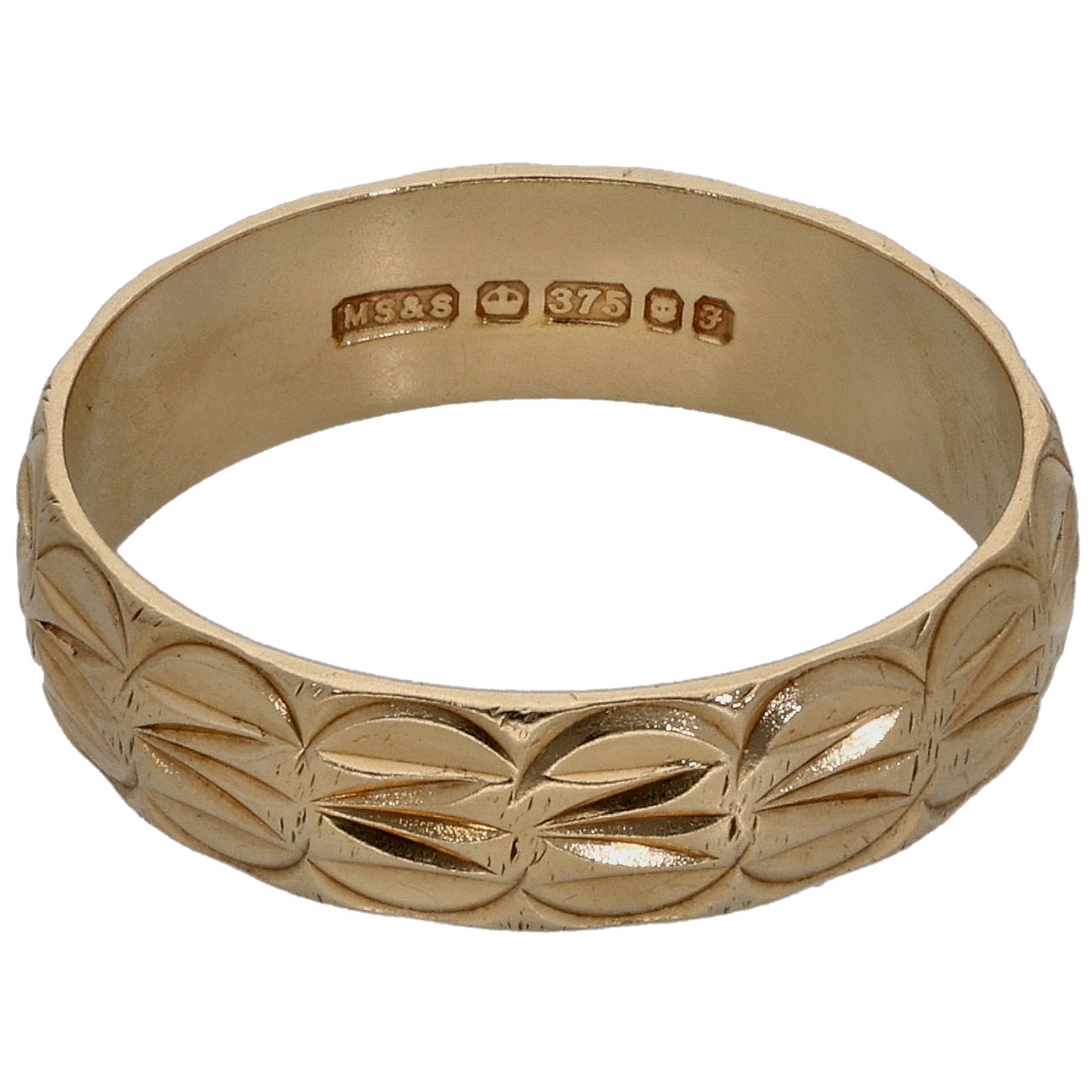 9ct Gold Shaped Wedding Ring Size M