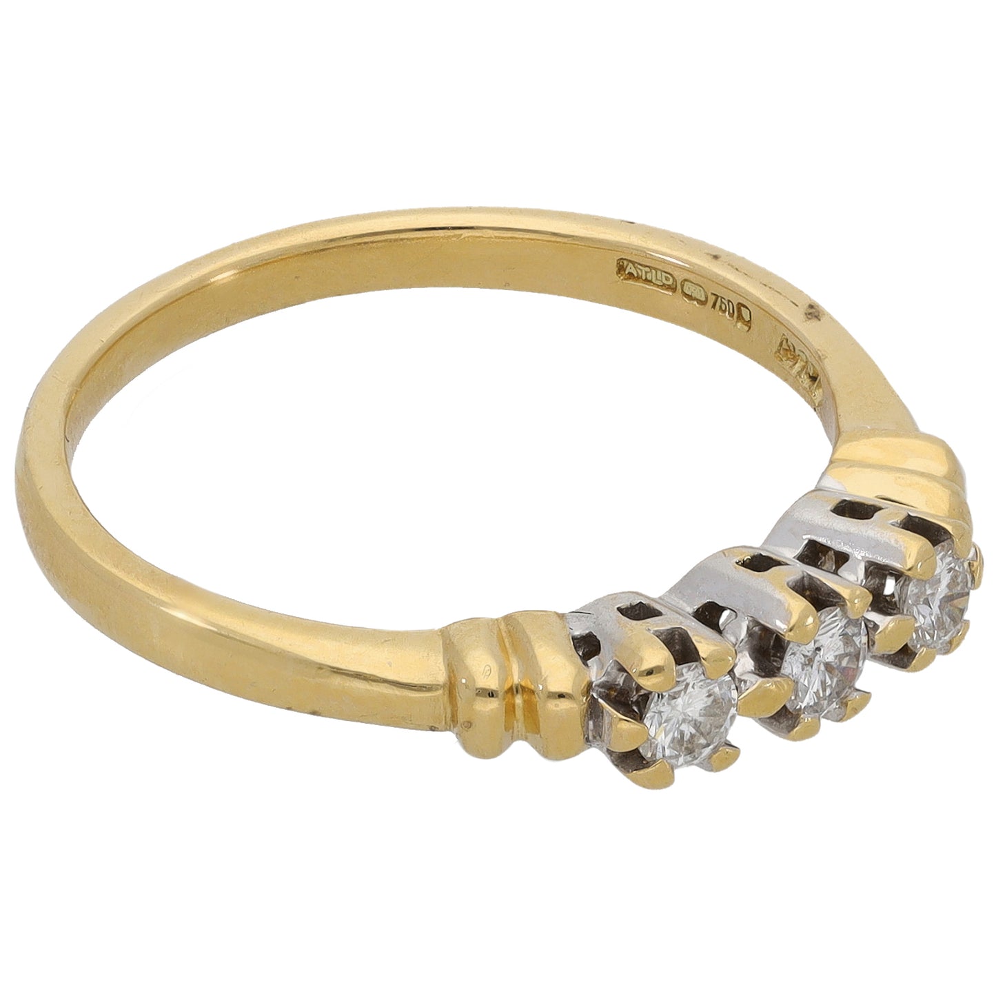 18ct Gold 0.21ct Diamond Trilogy Ring Size P