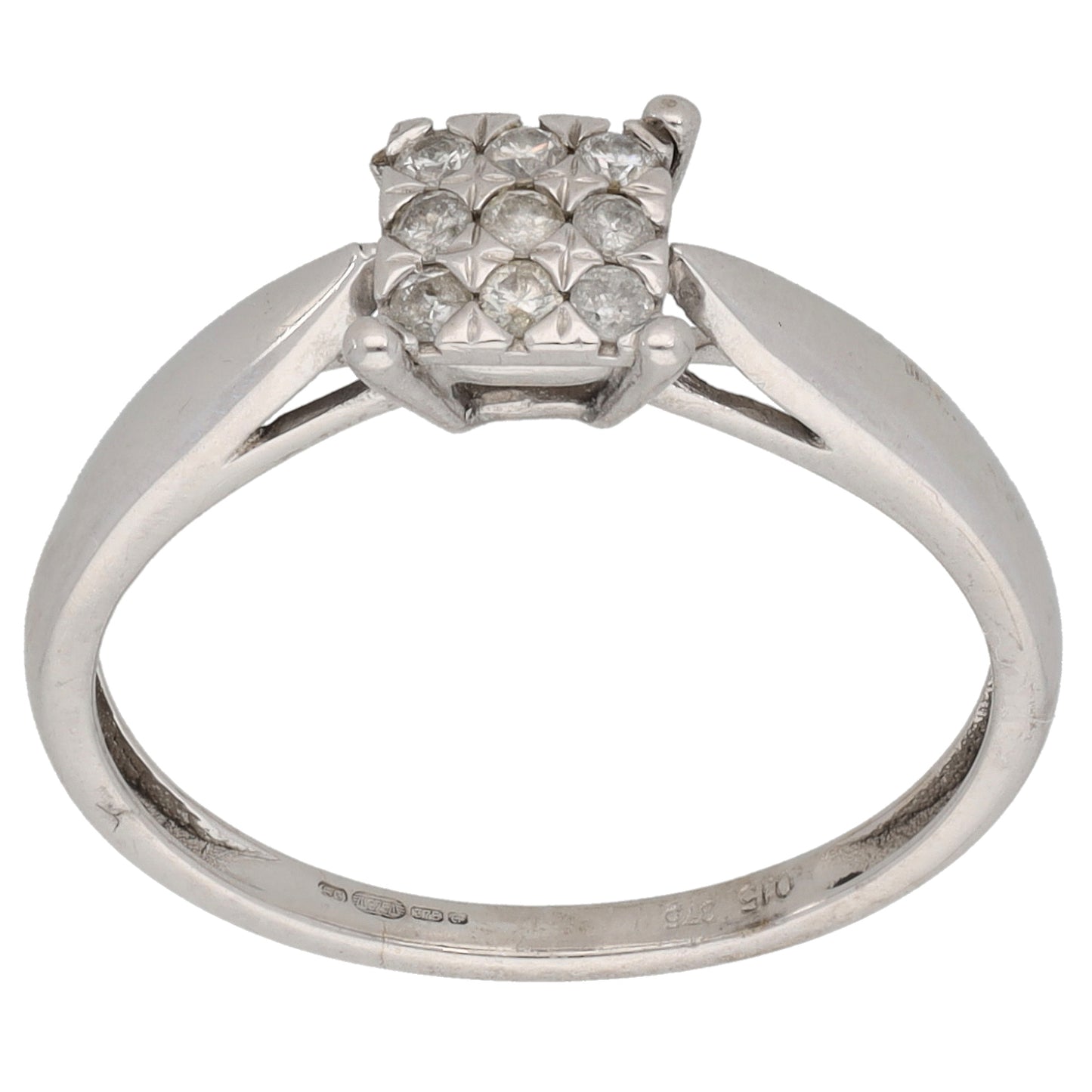 9ct White Gold 0.15ct Diamond Dress/Cocktail Ring Size N