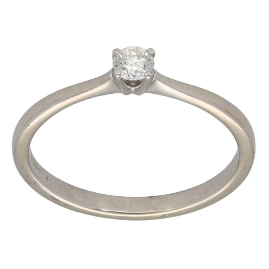 9ct White Gold 0.15ct Diamond Solitaire Ring Size Q