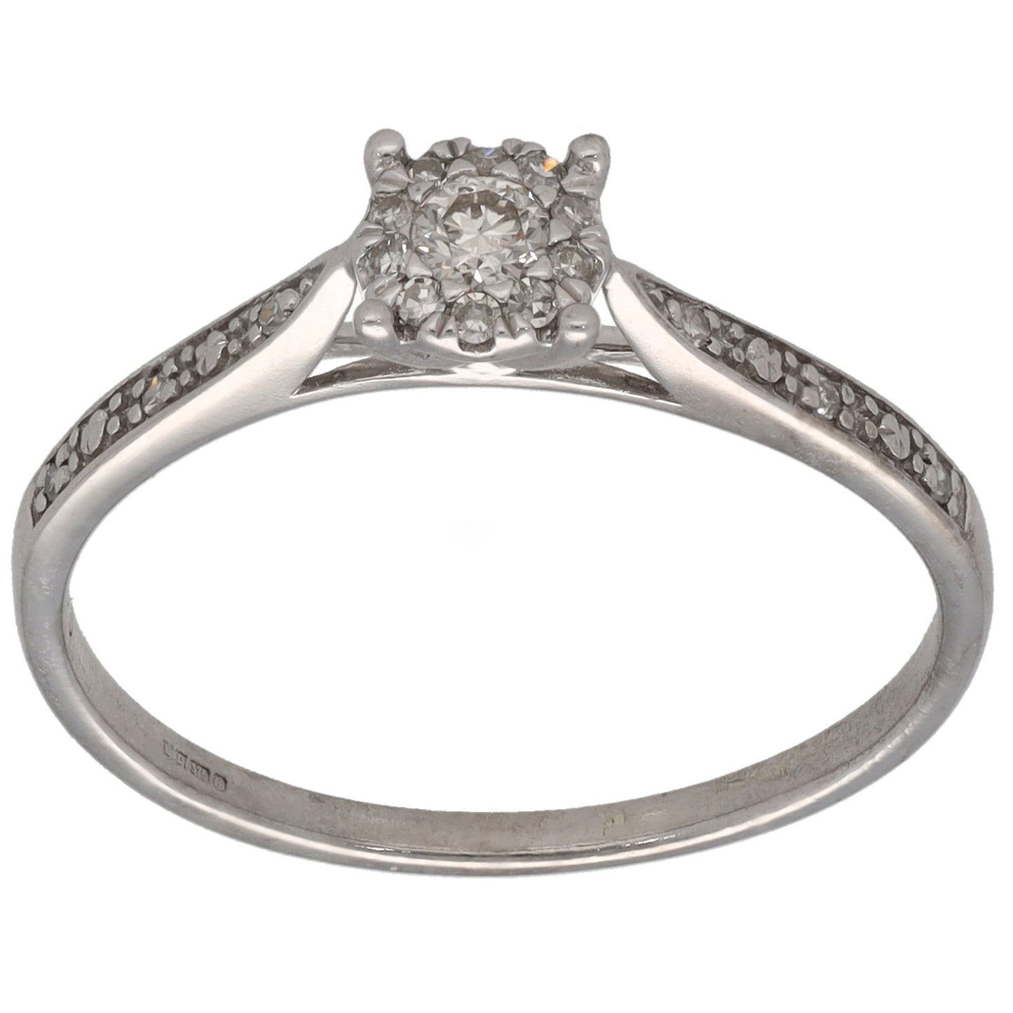 9ct White Gold 0.15ct Diamond Dress/Cocktail Ring Size O