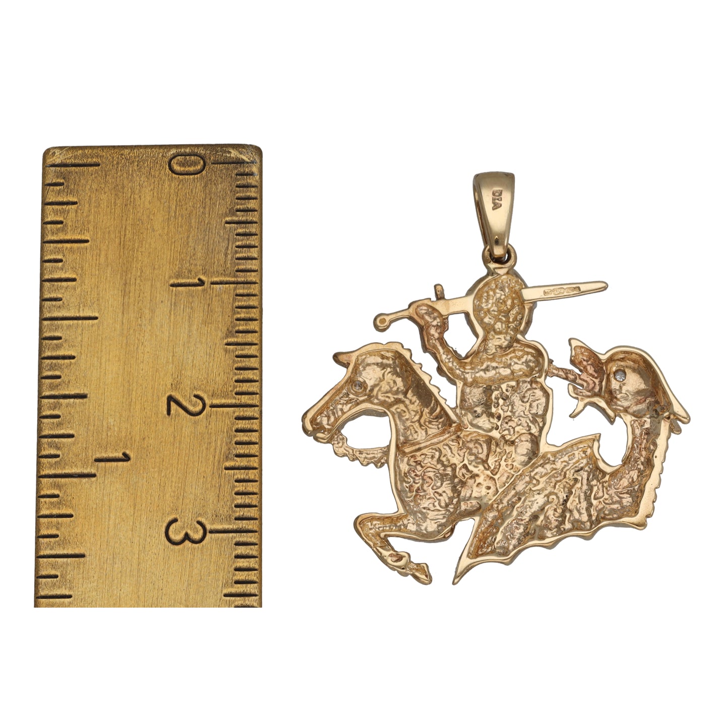 9ct Gold 0.01ct Diamond George & Dragon Pendant