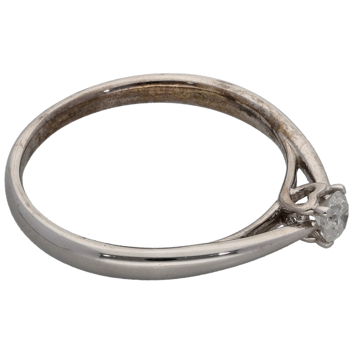 9ct White Gold 0.15ct Diamond Solitaire Ring Size O
