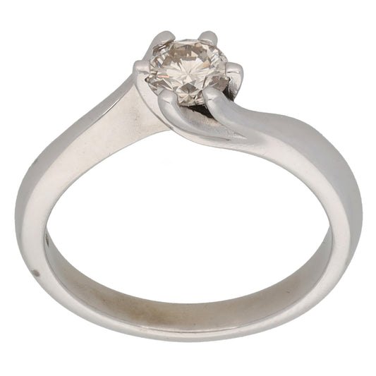 9ct White Gold 0.46ct Diamond Solitaire Ring Size L