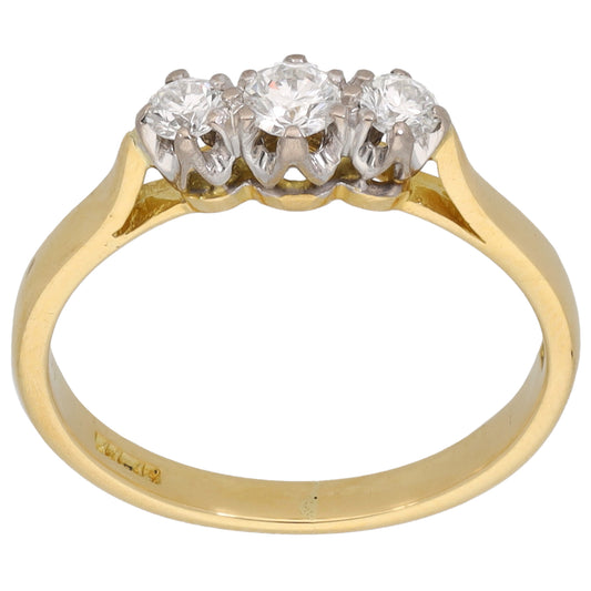 18ct Gold 0.20ct Diamond Trilogy Ring Size K