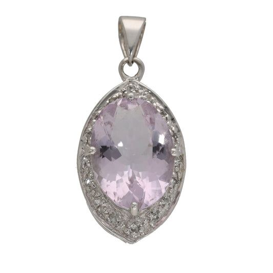 9ct White Gold Amethyst & Quartz Dress/Cocktail Pendant