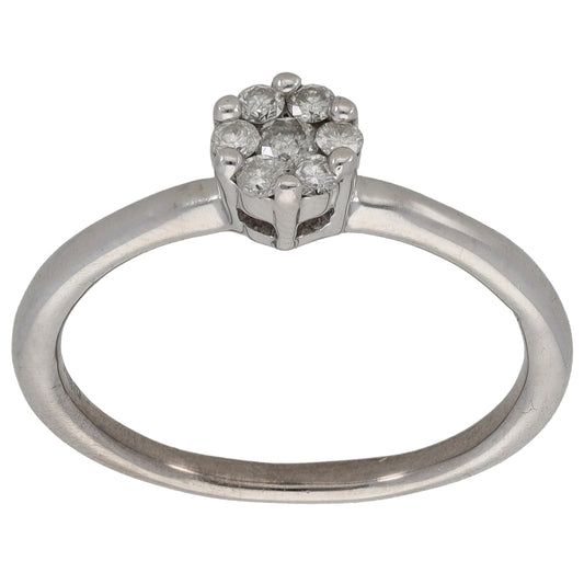 9ct White Gold 0.25ct Diamond Cluster Ring Size S