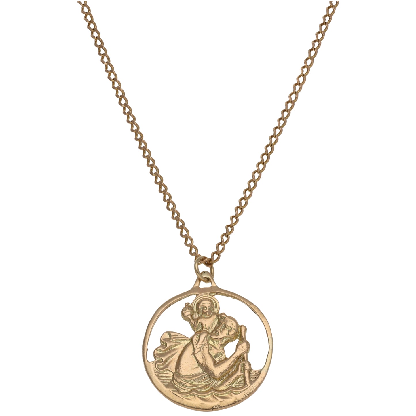9ct Gold St Christopher Pendant With Chain