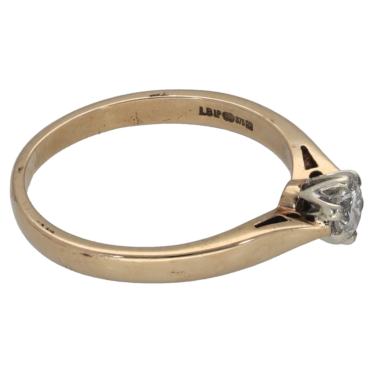 9ct Gold 0.25ct Diamond Solitaire Ring Size L
