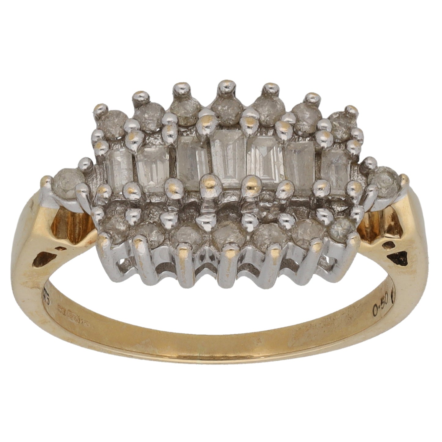 9ct Gold 0.50ct Diamond Dress/Cocktail Ring Size M