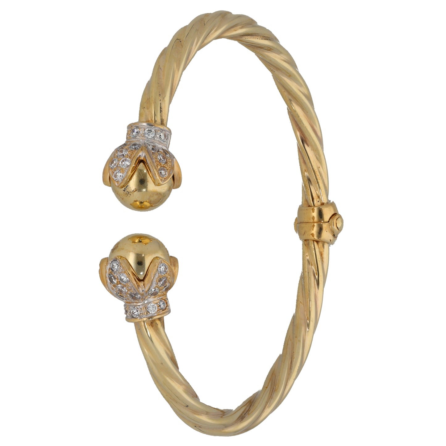 9ct Gold Cubic Zirconia Hinged/Clasp Bangle