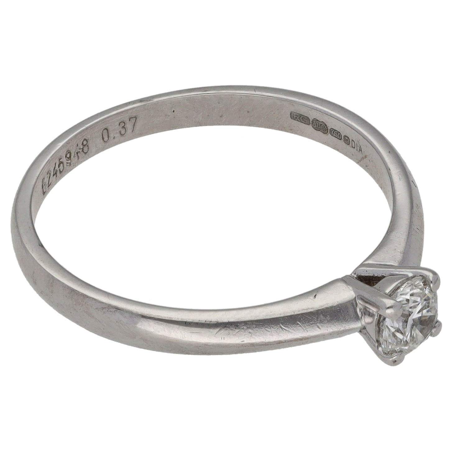 18ct White Gold 0.37ct Diamond Solitaire Ring Size Q