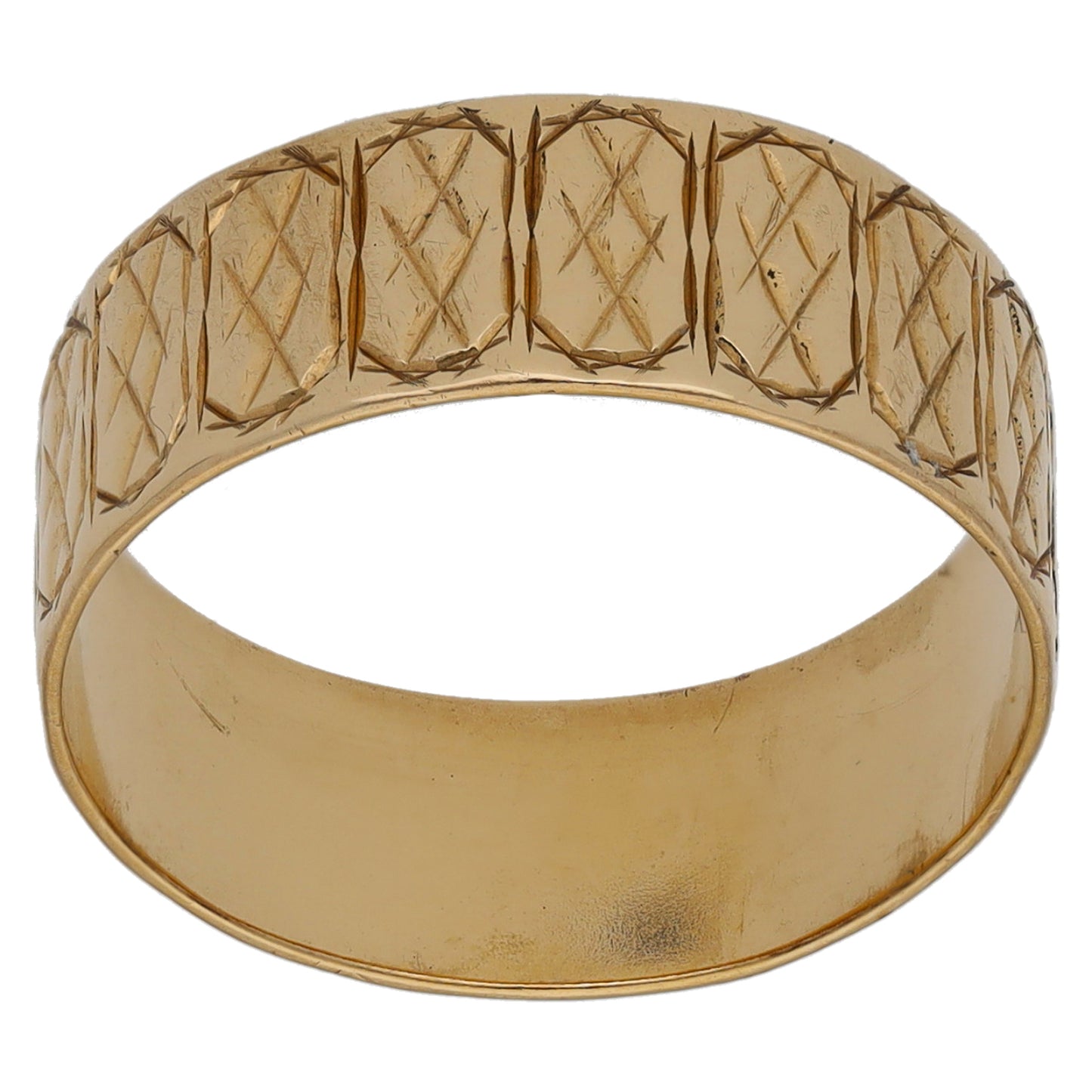 9ct Gold Patterned Wedding Ring Size M