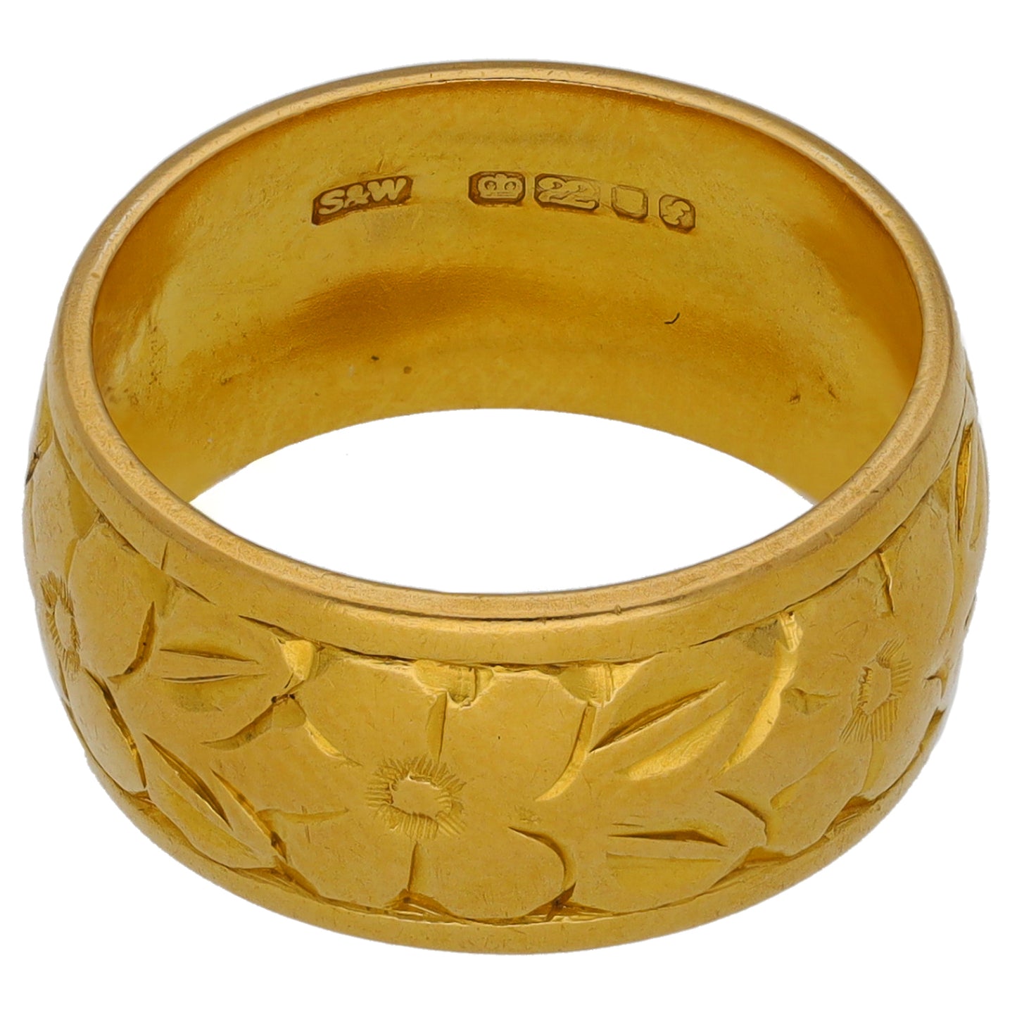 22ct Gold Patterned Wedding Ring Size M