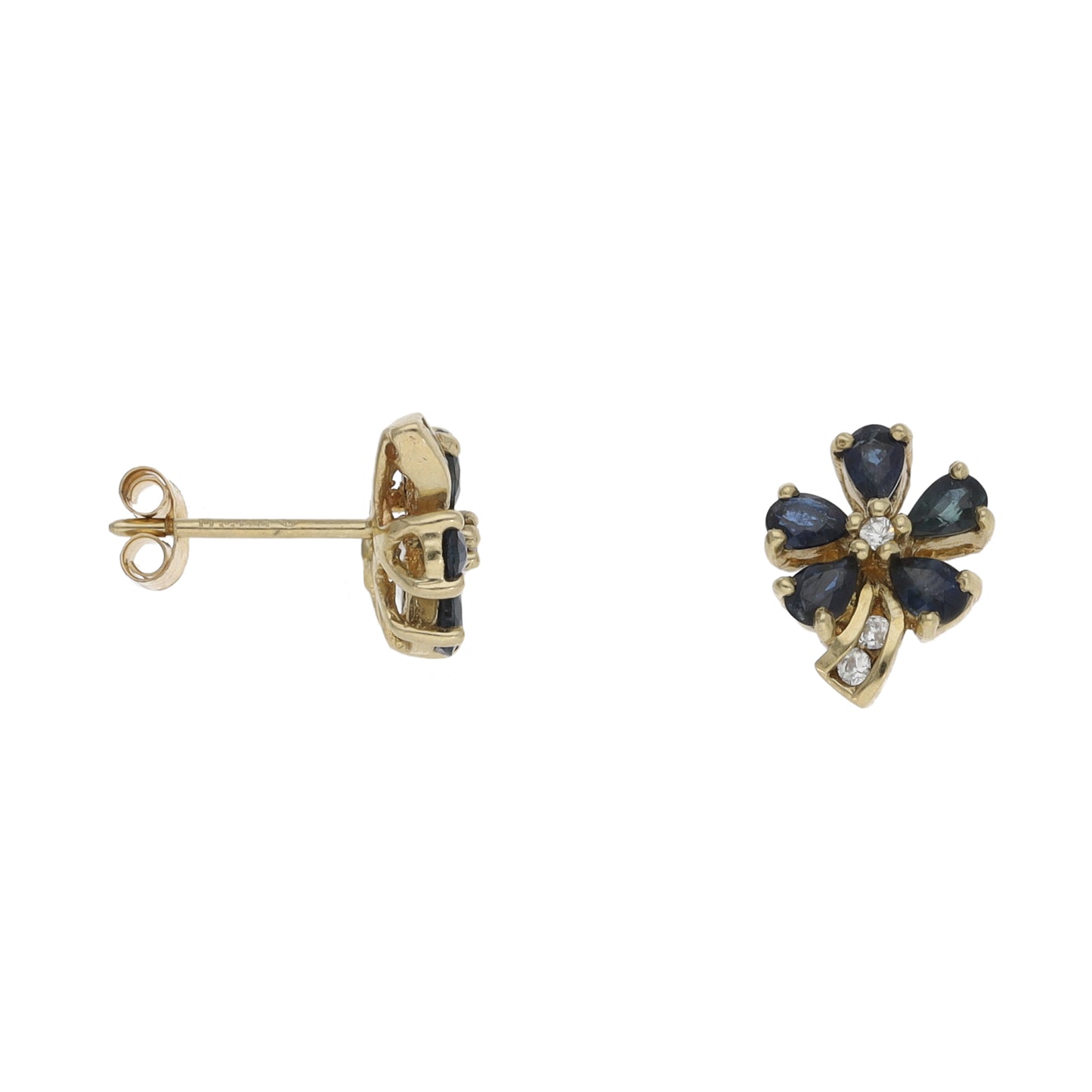 9ct Gold Sapphire & Imitation Flower Dress/Cocktail Earrings