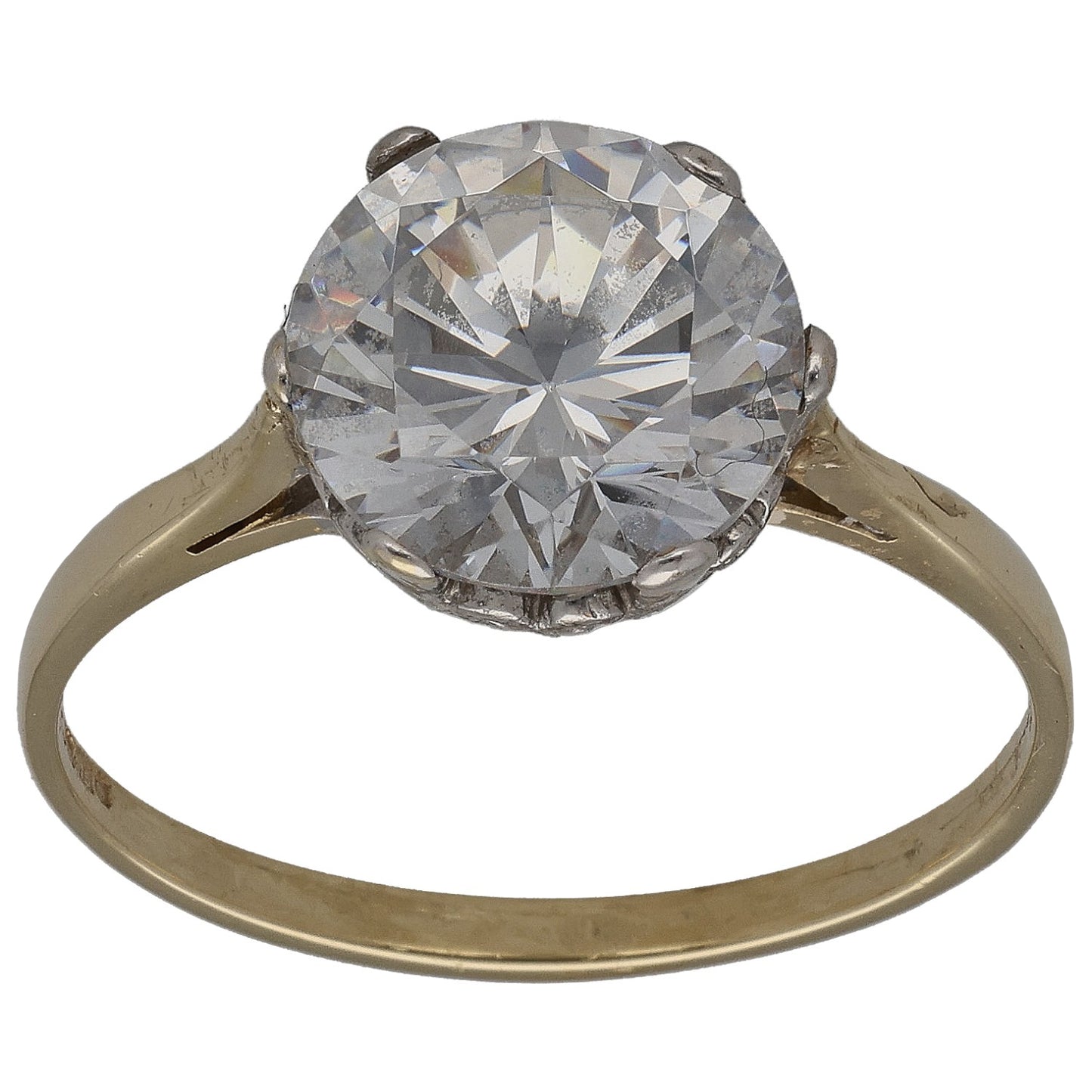 9ct Gold Cubic Zirconia Single Stone Ring Size T