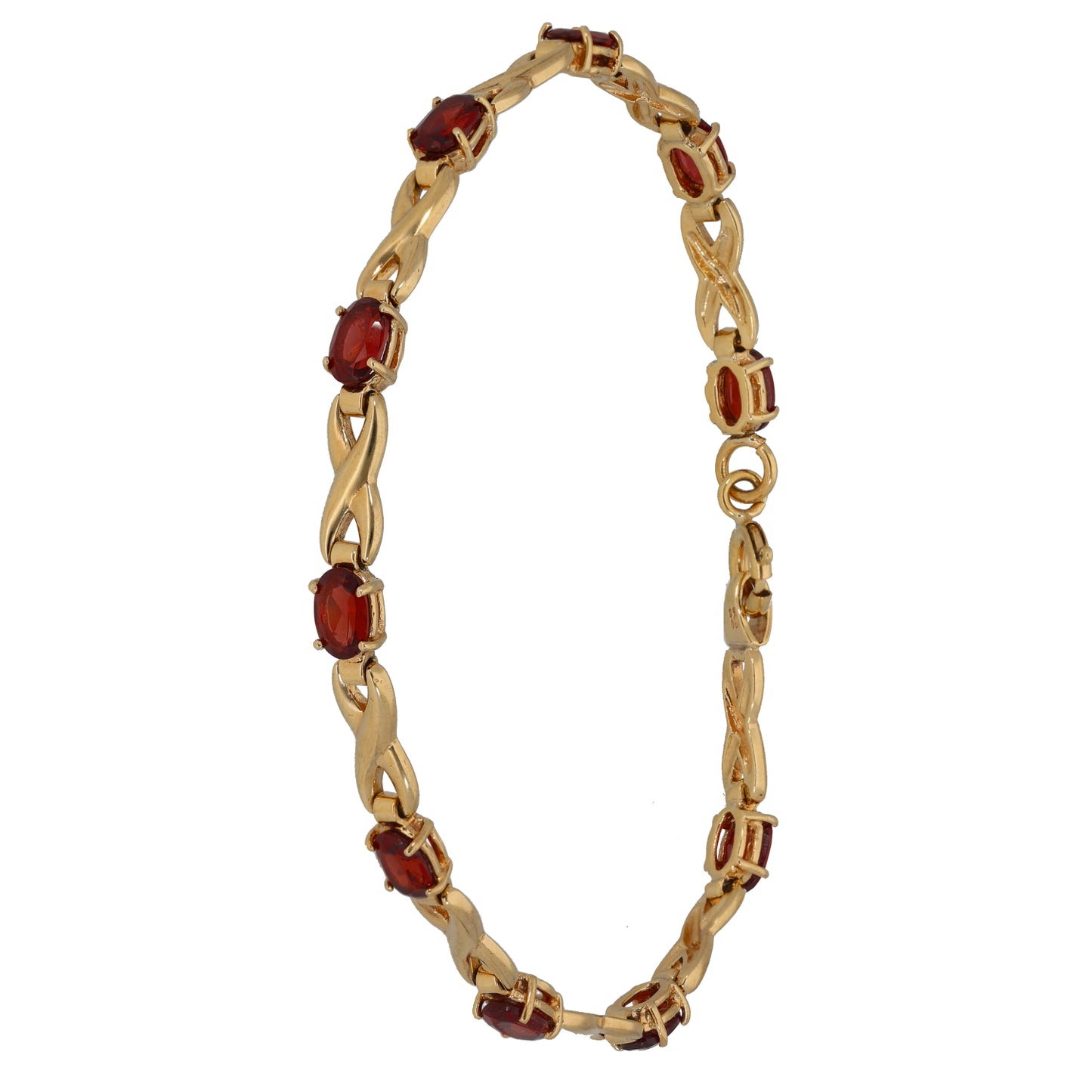 9ct Gold Garnet Fancy Stone Set Bracelet