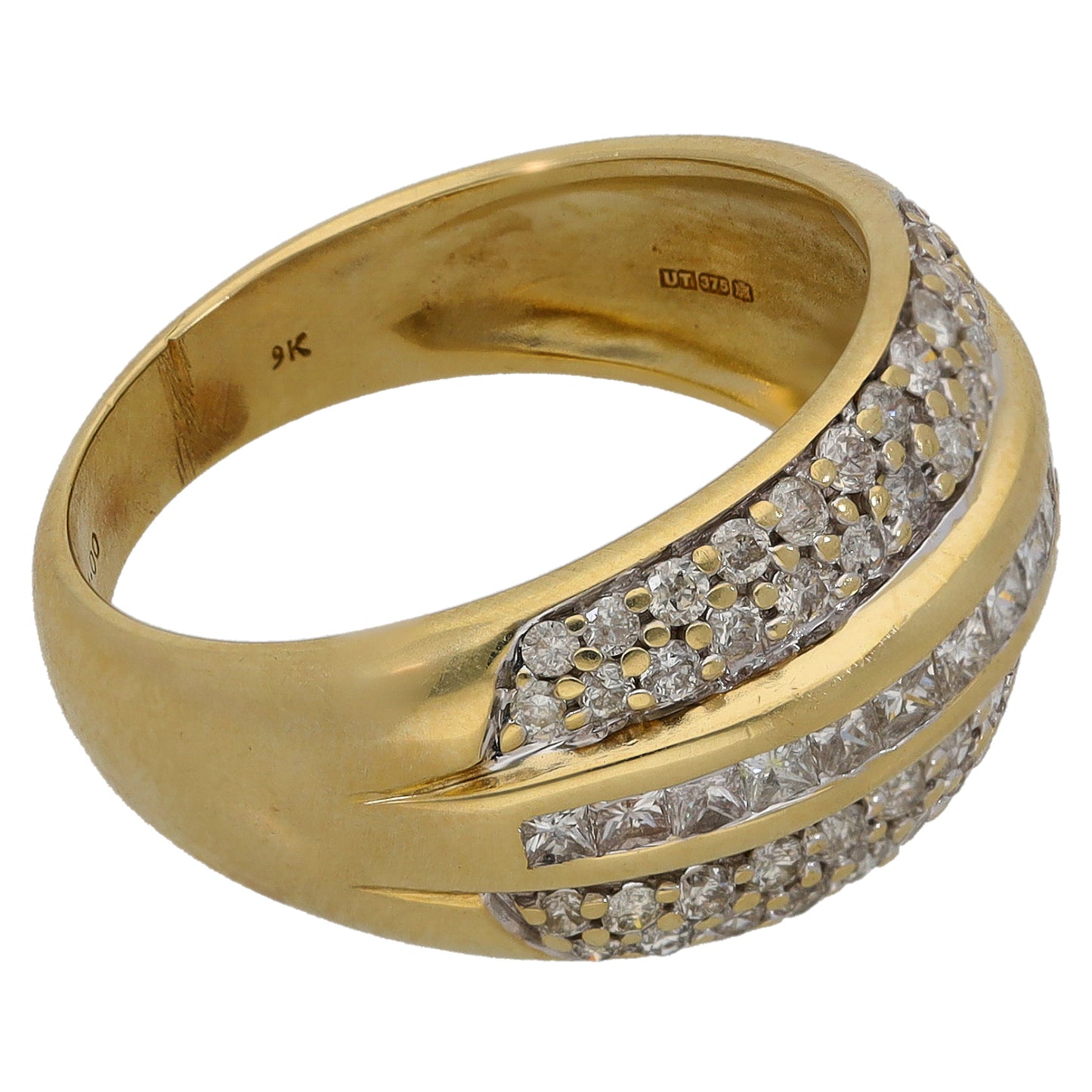 9ct Gold 0.95ct Diamond Dress/Cocktail Ring Size P