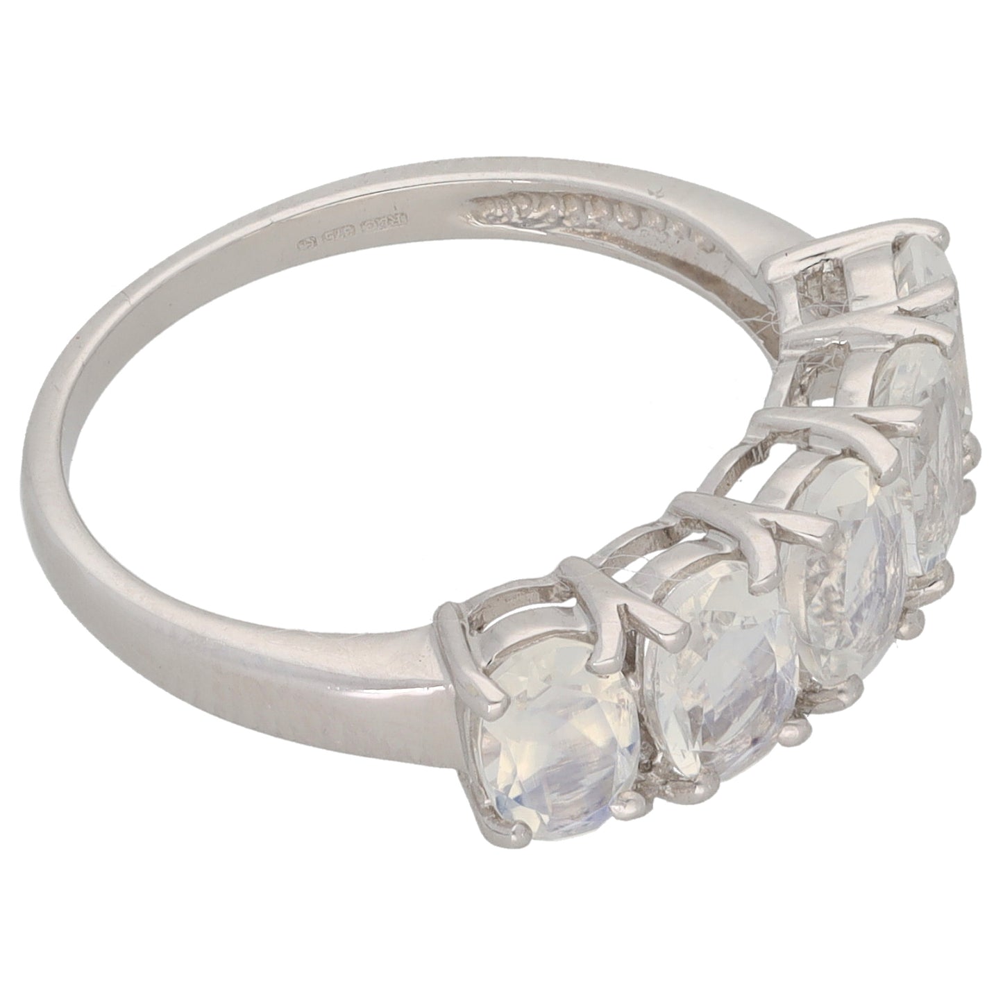 9ct White Gold Coated Topaz Half Eternity Ring Size N