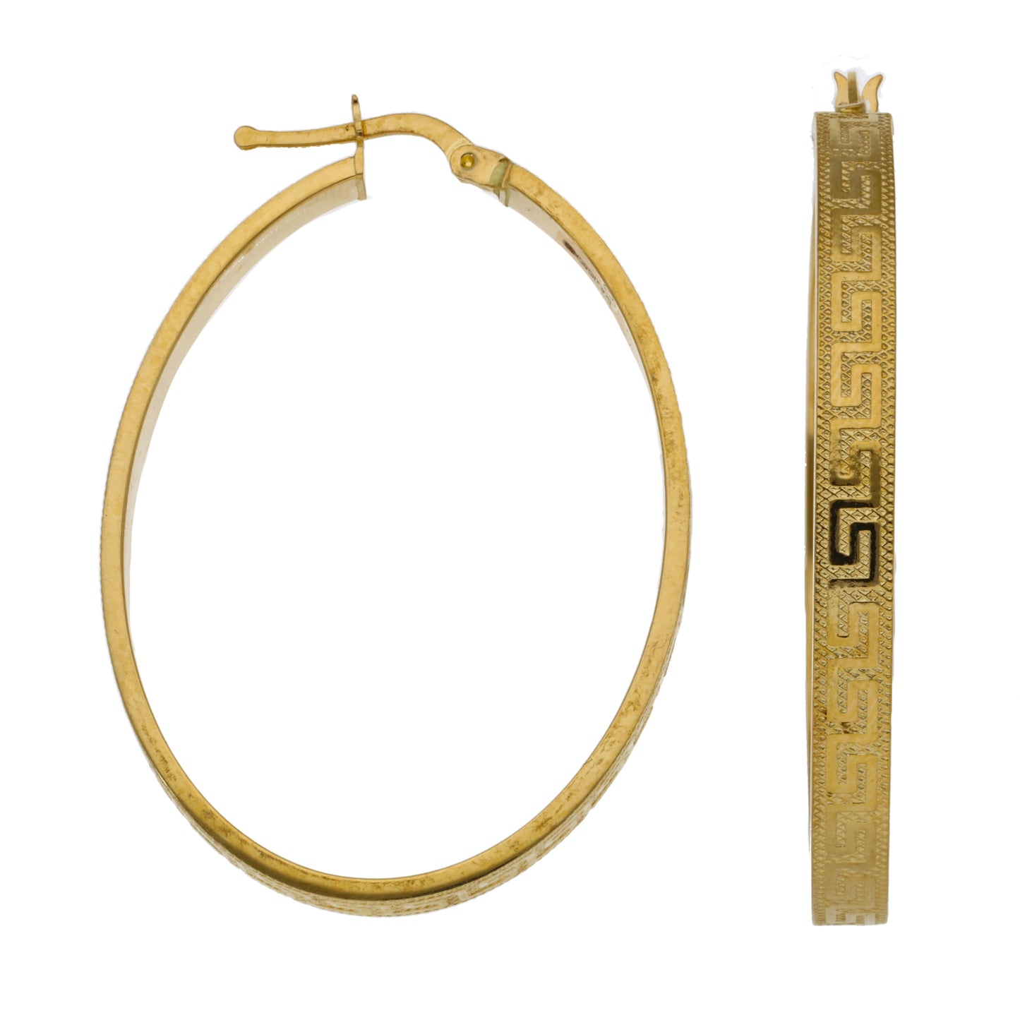 New 14ct Gold Greek Key Hoop Earrings