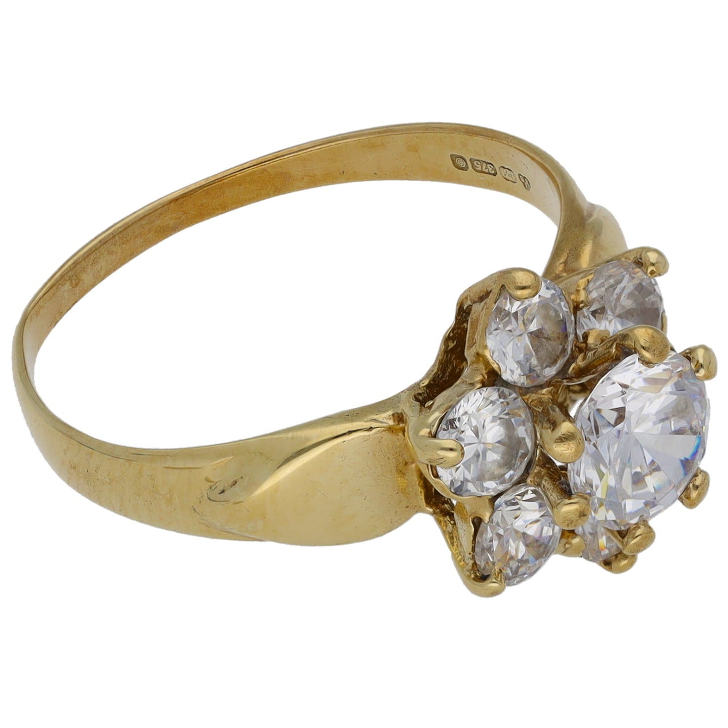 9ct Gold Cubic Zirconia Cluster Ring Size P