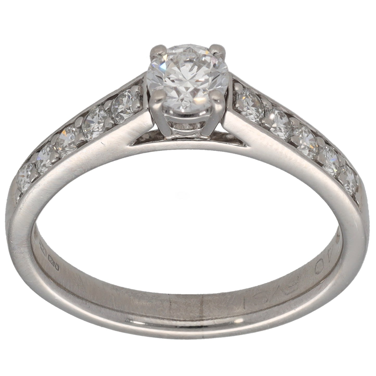 Platinum 0.80ct Diamond Solitaire Ring With Accent Stones Size O