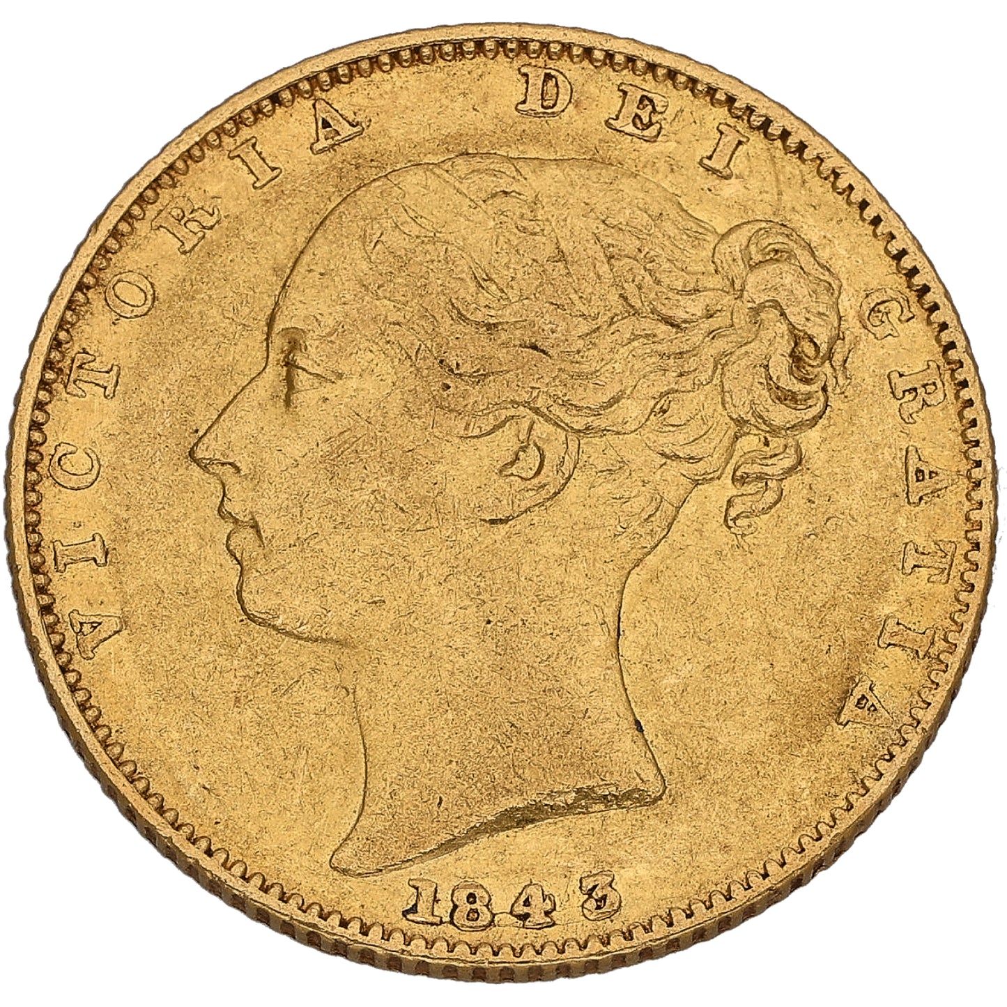 22ct Gold Queen Victoria Full Sovereign Coin 1843