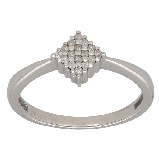 9ct White Gold 0.08ct Diamond Cluster Ring Size N