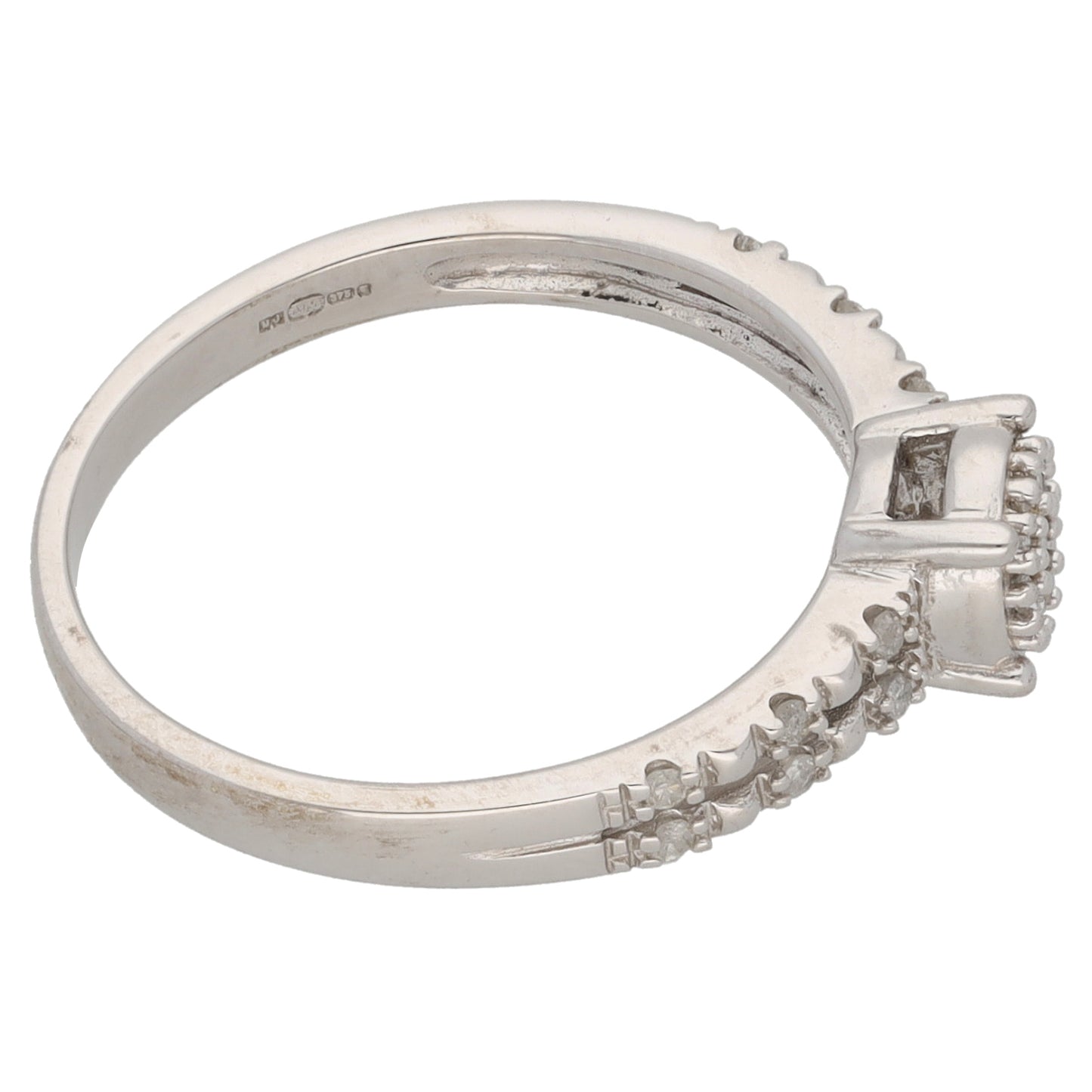 9ct White Gold 0.10ct Diamond Dress/Cocktail Ring Size K