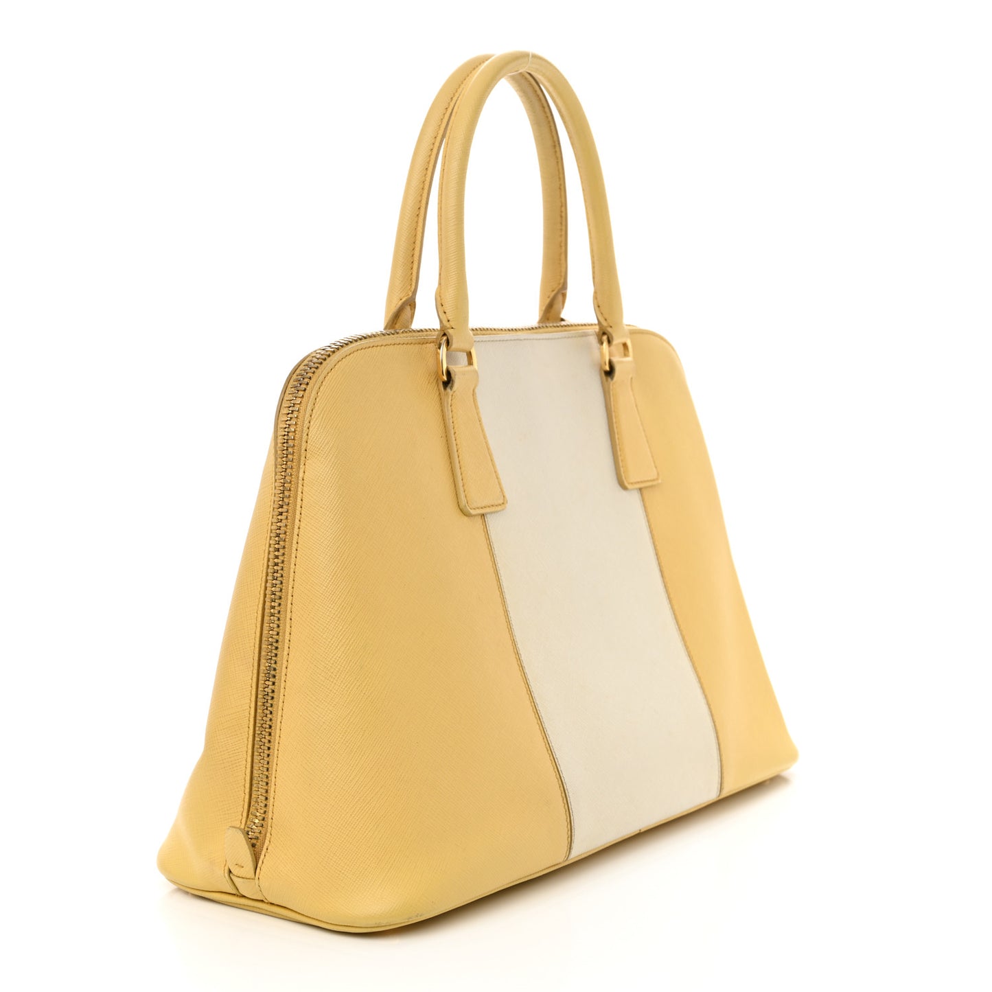 Prada Promenade Saffiano Leather Bag - Yellow & White