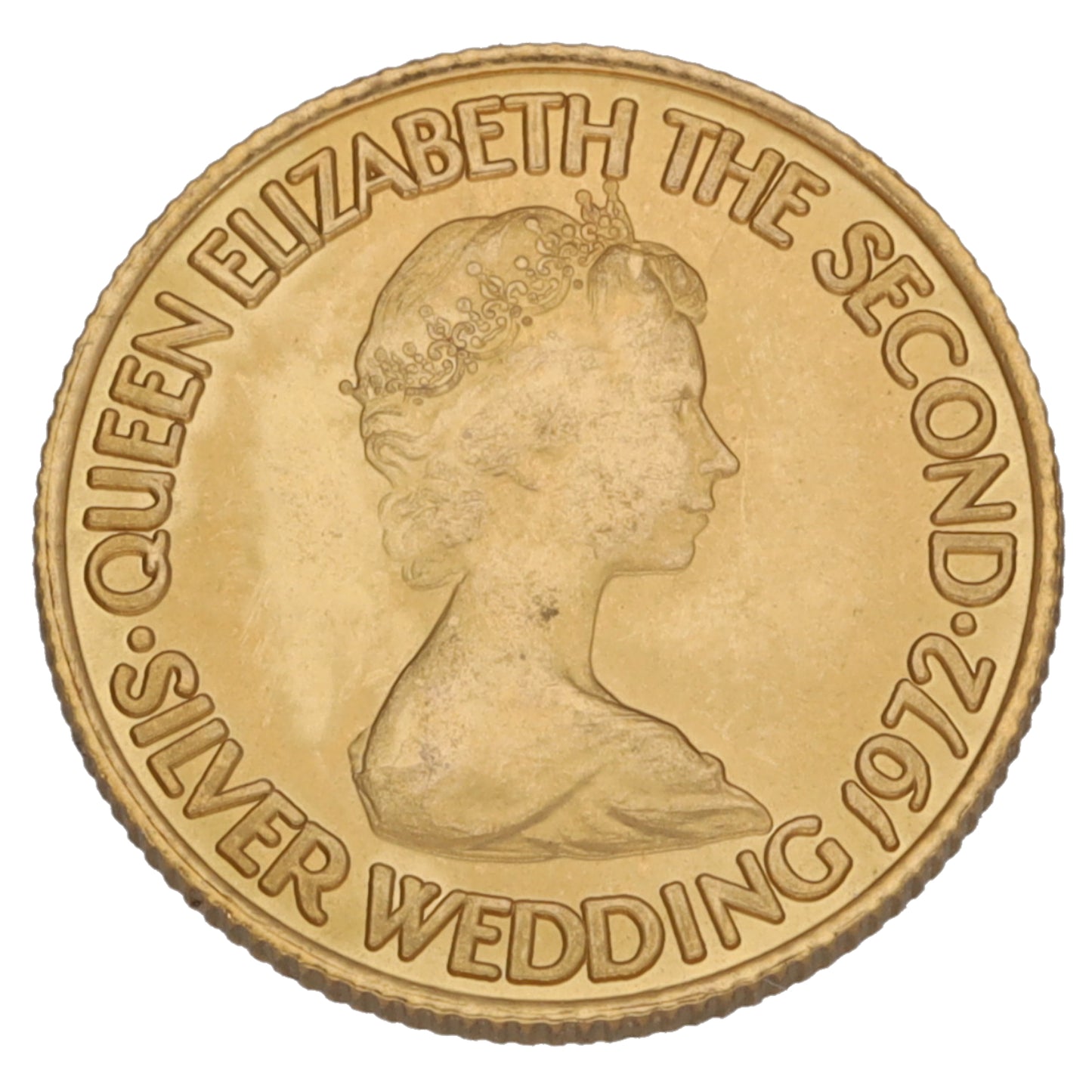 22ct Gold Queen Elizabeth II Silver Wedding Five Pounds Coin 1972