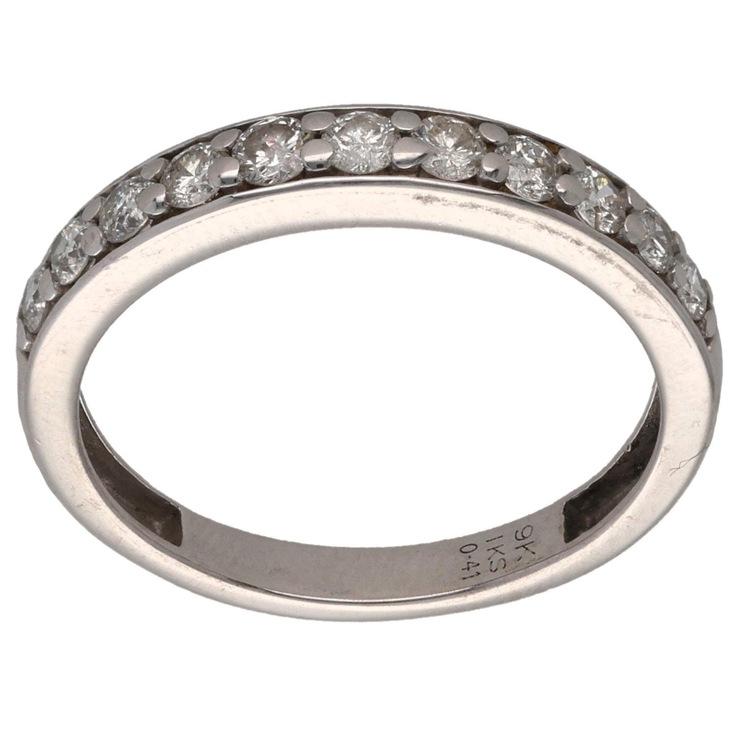 9ct White Gold 0.41ct Diamond Half Eternity Ring Size L