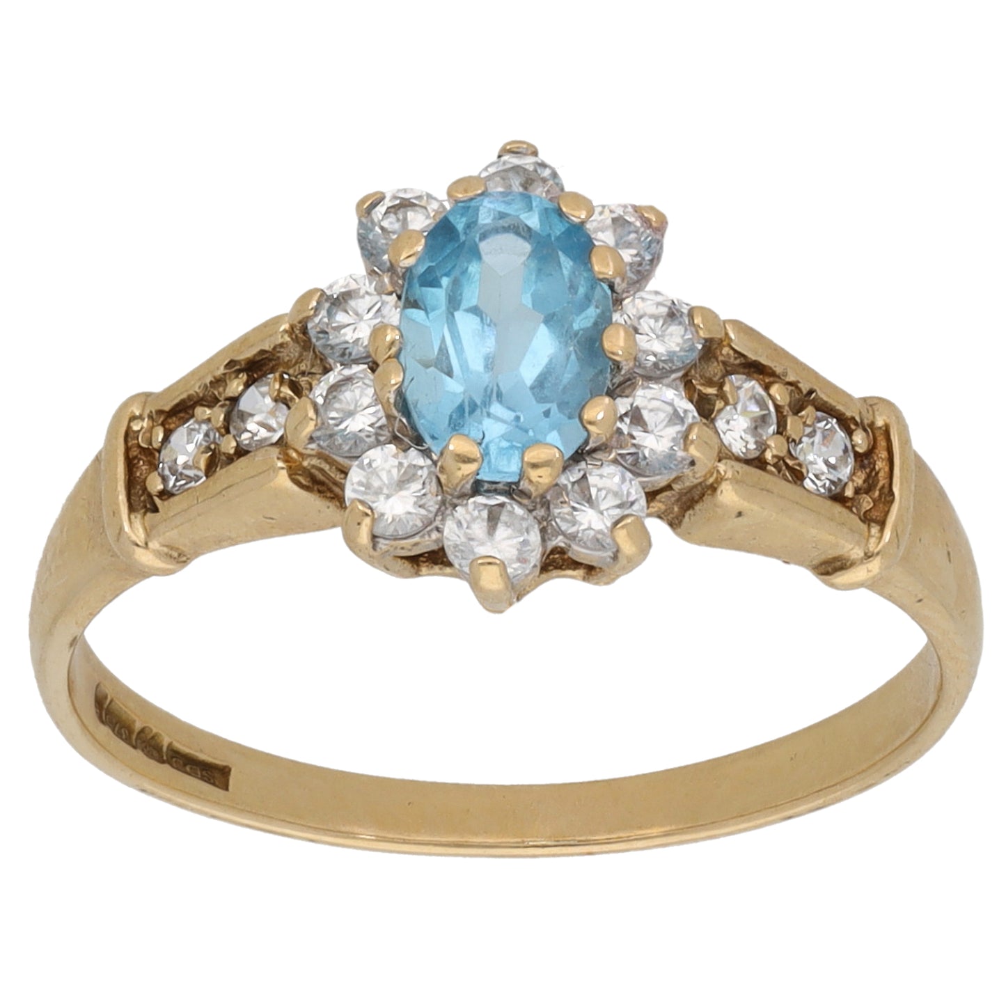 9ct Gold Topaz & Cubic Zirconia Dress/Cocktail Ring Size M