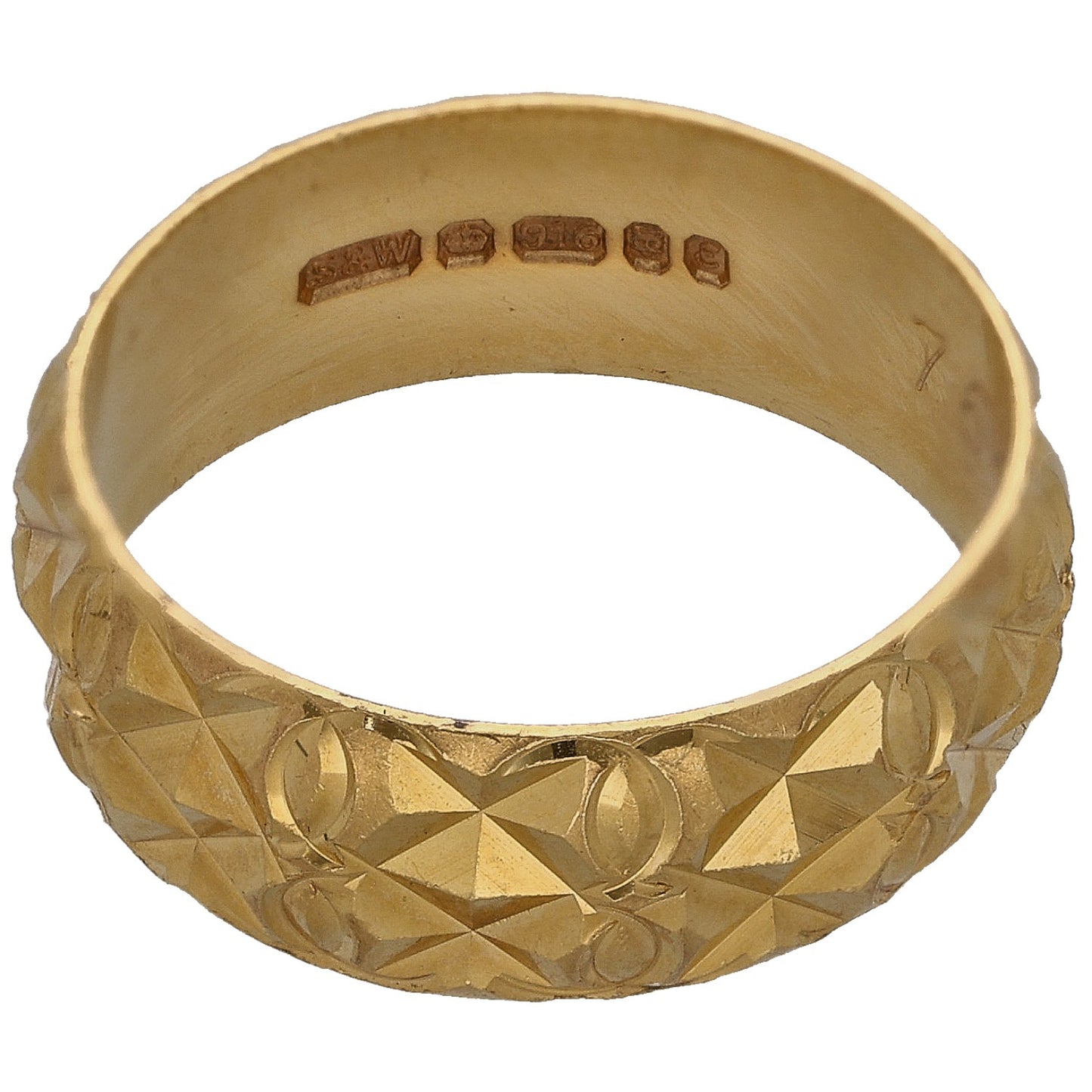 22ct Gold Patterned Wedding Ring Size P