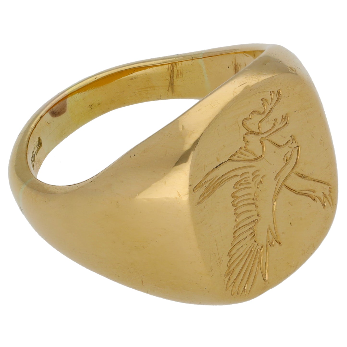 18ct Gold Crest/Emblem Signet Ring Size S