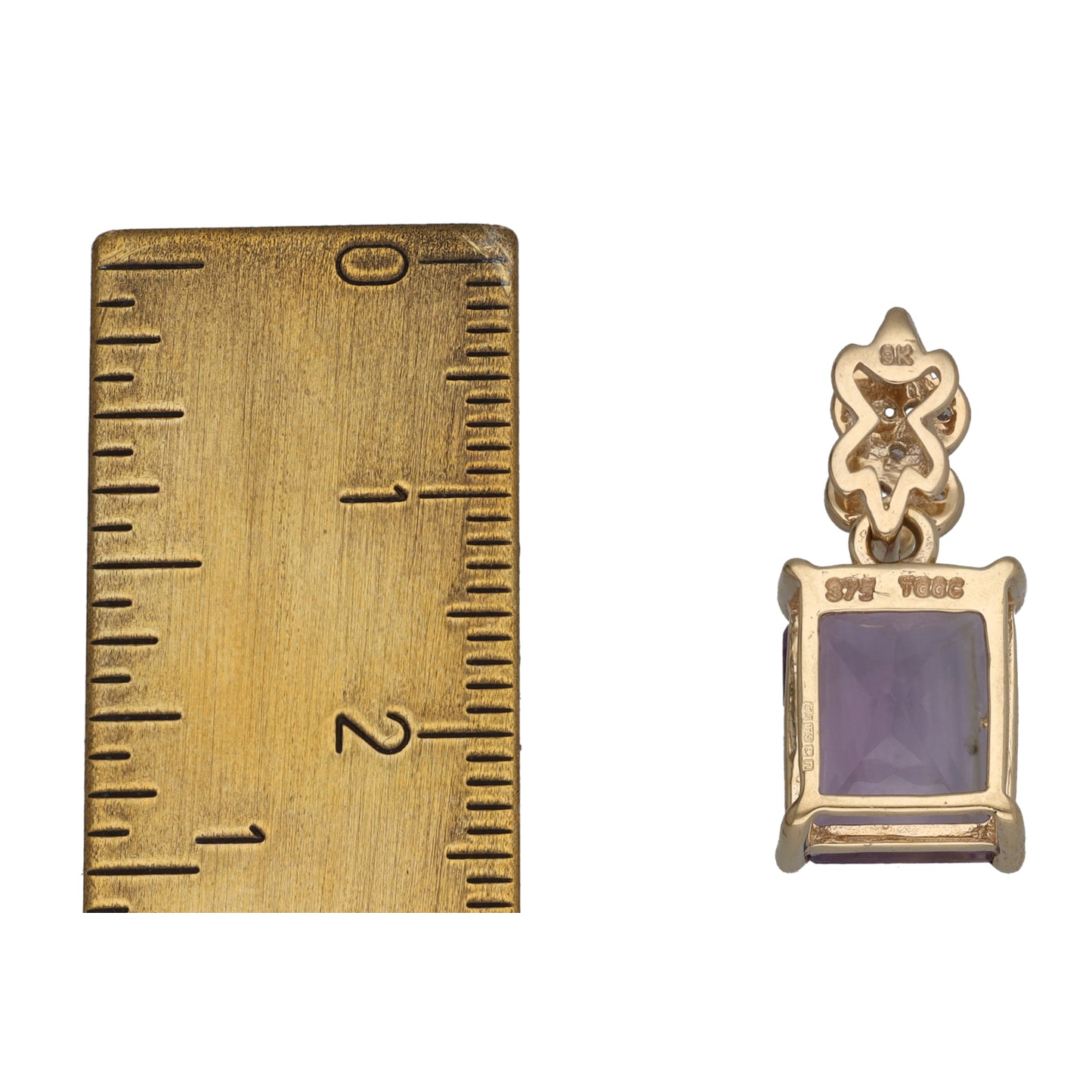 9ct Gold 0.035ct Diamond & Amethyst Dress/Cocktail Pendant