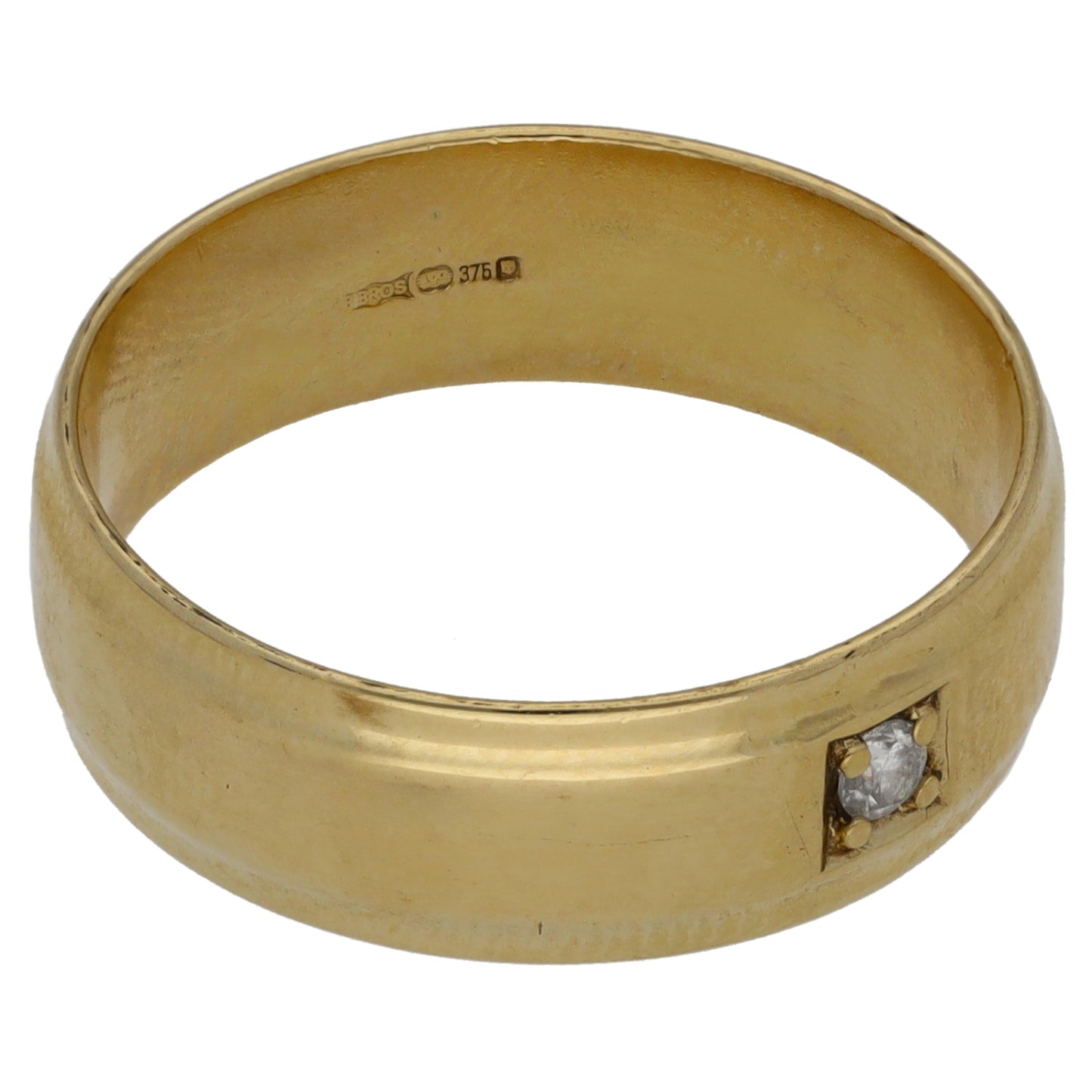 9ct Gold 0.05ct Diamond Wedding Ring Size T