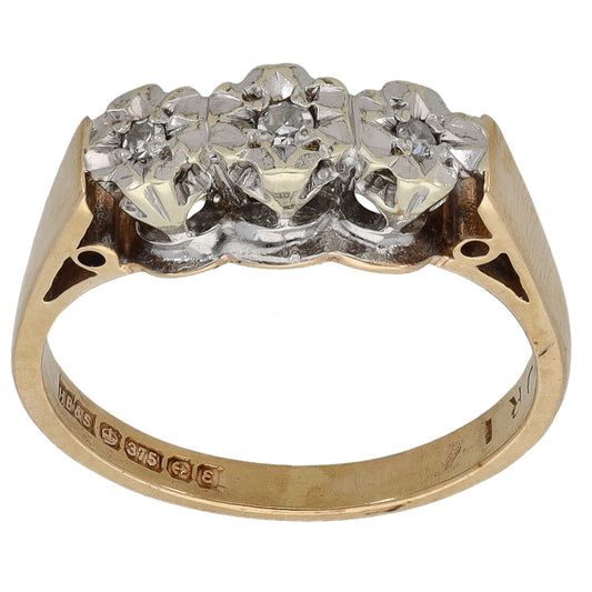 9ct Gold 0.07ct Diamond Trilogy Ring Size L