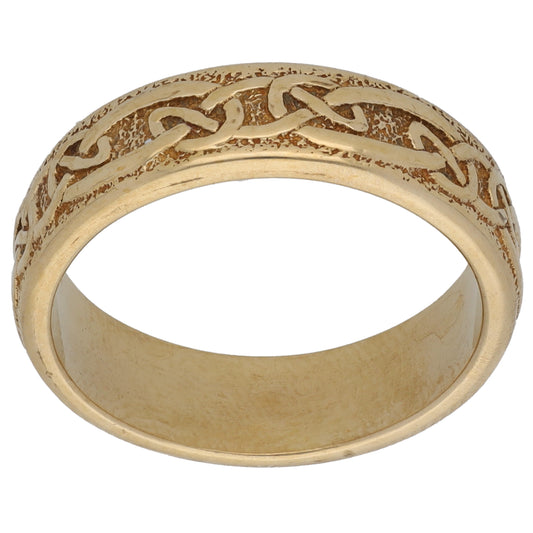 9ct Gold Patterned Wedding Ring Size P