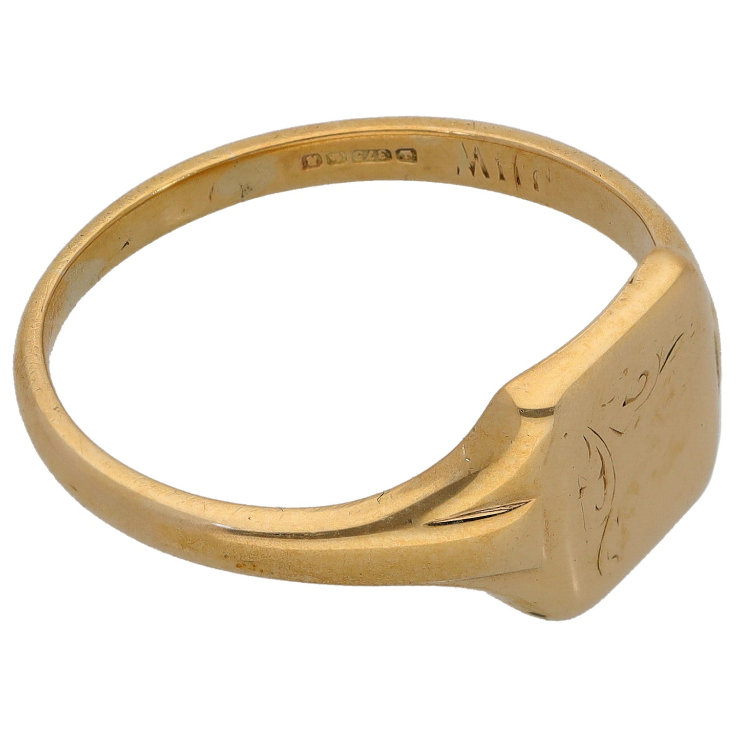 9ct Gold Patterned Signet Ring Size S