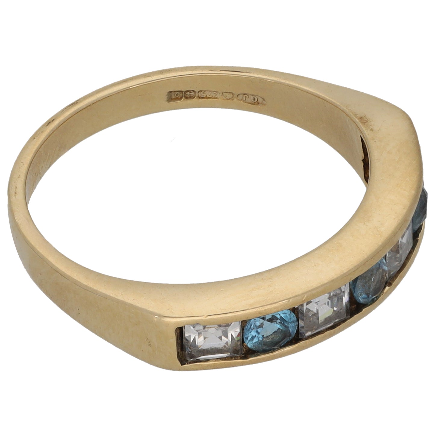 9ct Gold Topaz & Imitation Half Eternity Ring Size N